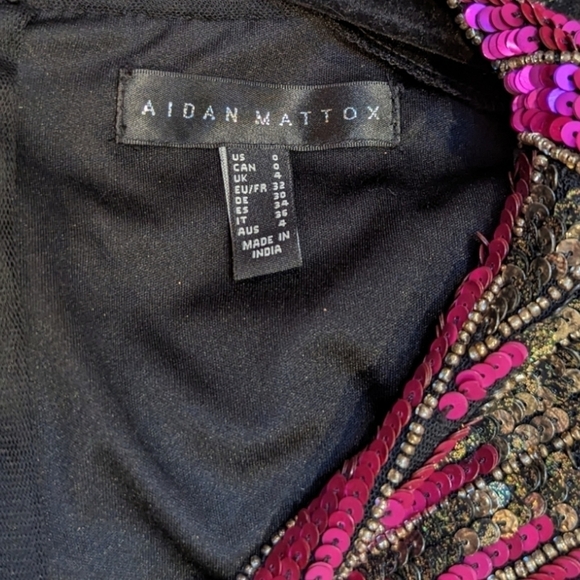 Aidan Mattox Vibrant Pink Sequinned Skater Sleeveless Cocktail Dress (0) - Picture 3 of 7